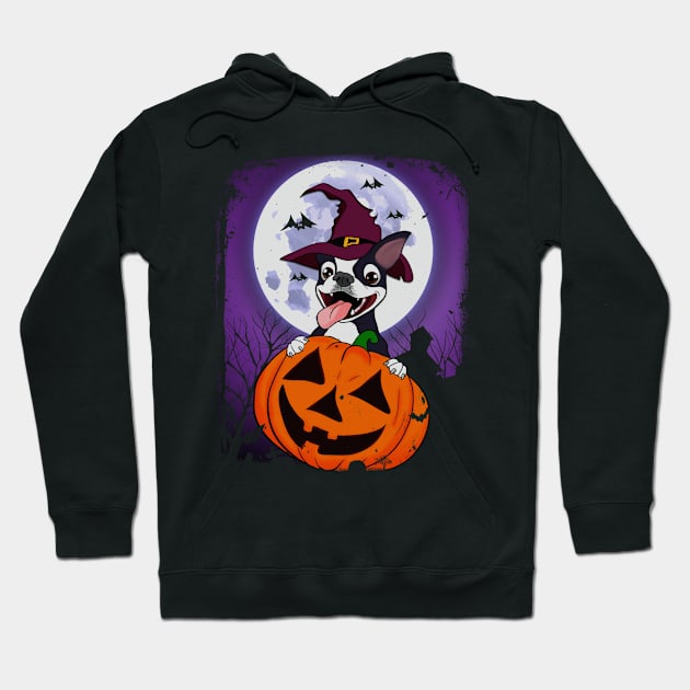 Halloween Dog Witch Pumpkin Hoodie by E